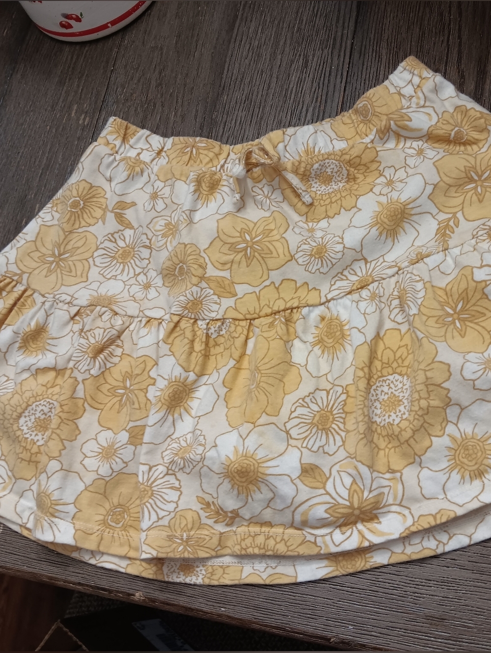 Girls Size 12, Btween Cream Mini Skirt with Mustard Floral Print